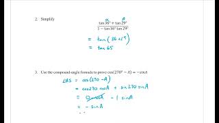 Year 11 Ext Further Trig 5 - Using the compound angle formulas