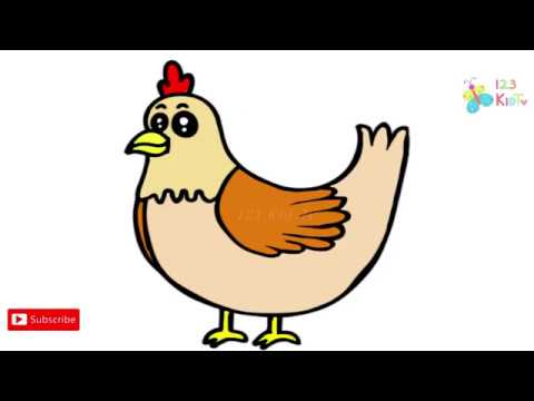 How to draw a cute hen | Hen drawing | Step by Step Drawing | Farm Animal | 123 Kid Tv - YouTube