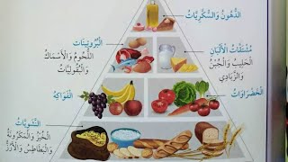 الهرم الغذائي - نظام غذائي صحي ( شرح وحدة الاعتناء بأنفسنا ) علوم صف٣.