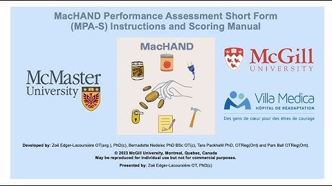 MacHAND Performance Assessment Short Form (MPA-S) Instructions and Scoring Manual