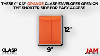 Envelopes Brite Hue Orange 9 x 12 Open End Clasp