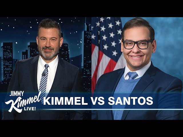 George Santos Sues Jimmy Kimmel for Fraud, Trump Hit with Bigly Fine u0026 He Drops New Sneakers class=