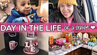 DAY IN THE LIFE OF A SAHM| VALENTINES DAY COFFEE BAR | MINI WALMART GROCERY HAUL