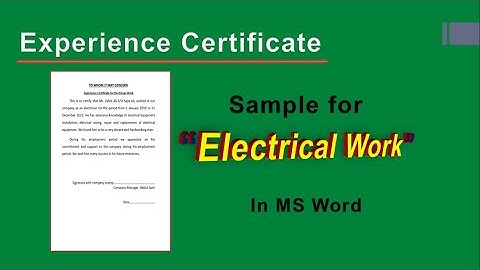 How to make experience certificate for electrician work | Experience letter for electrician job