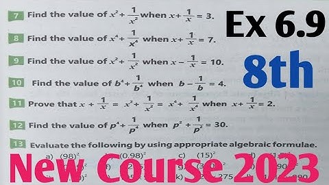 Exercise 6.9 Class 8 Math New Course 2023| Ex 6.9 unit 6 sequence and Algebra Math 8 kpk and PTB P-3