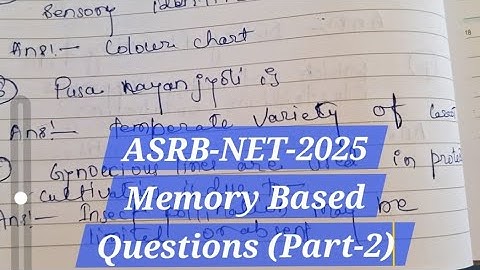 #ASRB-NET-2025 MEMORY BASED QUESTIONS Part-2 #ASRB-NET-2025 #vegetablescience 