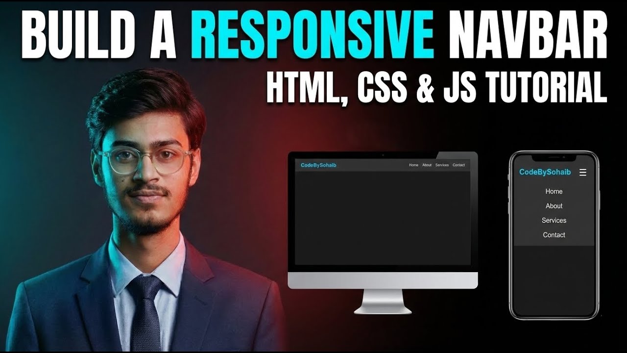 Responsive Navbar with Hamburger Menu using HTML CSS & JavaScript ...