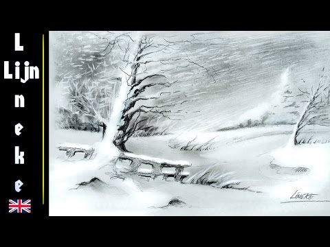 Easy SNOW for beginners charcoal drawing