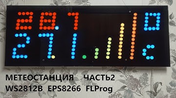 Метеостанция  Часть2,  ESP8266 WeMos D1 Mini,  Датчики BME280, DHT22,  Лента WS2812B настенное табло