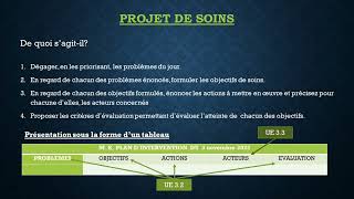 Le projet de soins