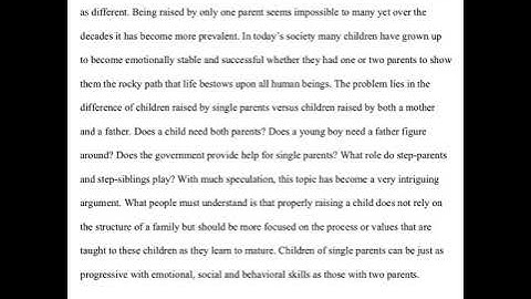 Single Parent - Effects on children