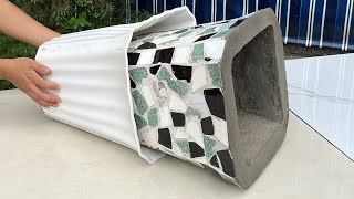 How To Make Plant Pots From CERAMIC TILES and CEMENT  Simple And Unique