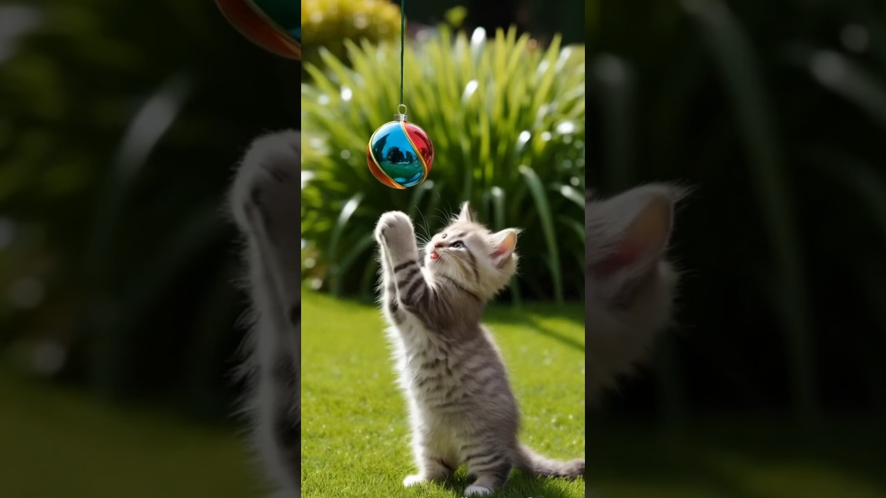 adorable kitten is playing 