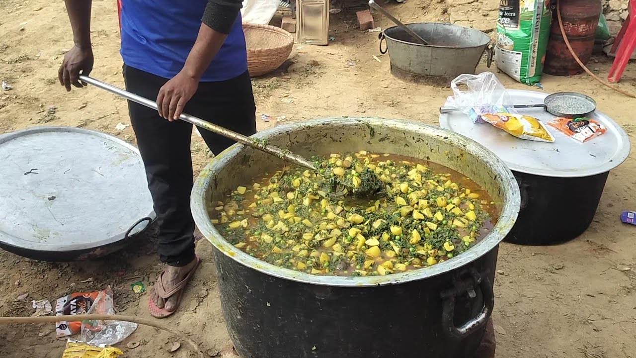 आलू पालक बैगन के सब्जी 500 आदमी का बनाने का सही तरीका🤔|| Desho halawai || viral cooking 2026