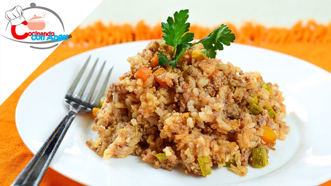 Arroz con Carne Molida DELICIOSO | Cocinando con Angel