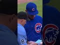 Brothers Willson and William Contreras exchange lineup cards before Cubs-Braves game | #shorts