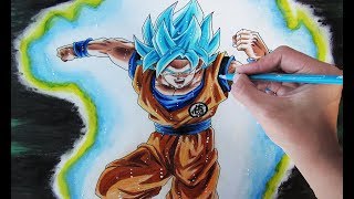 Tutorial-Como Dibujar A Goku SSJ Dios Azul Paso a Paso