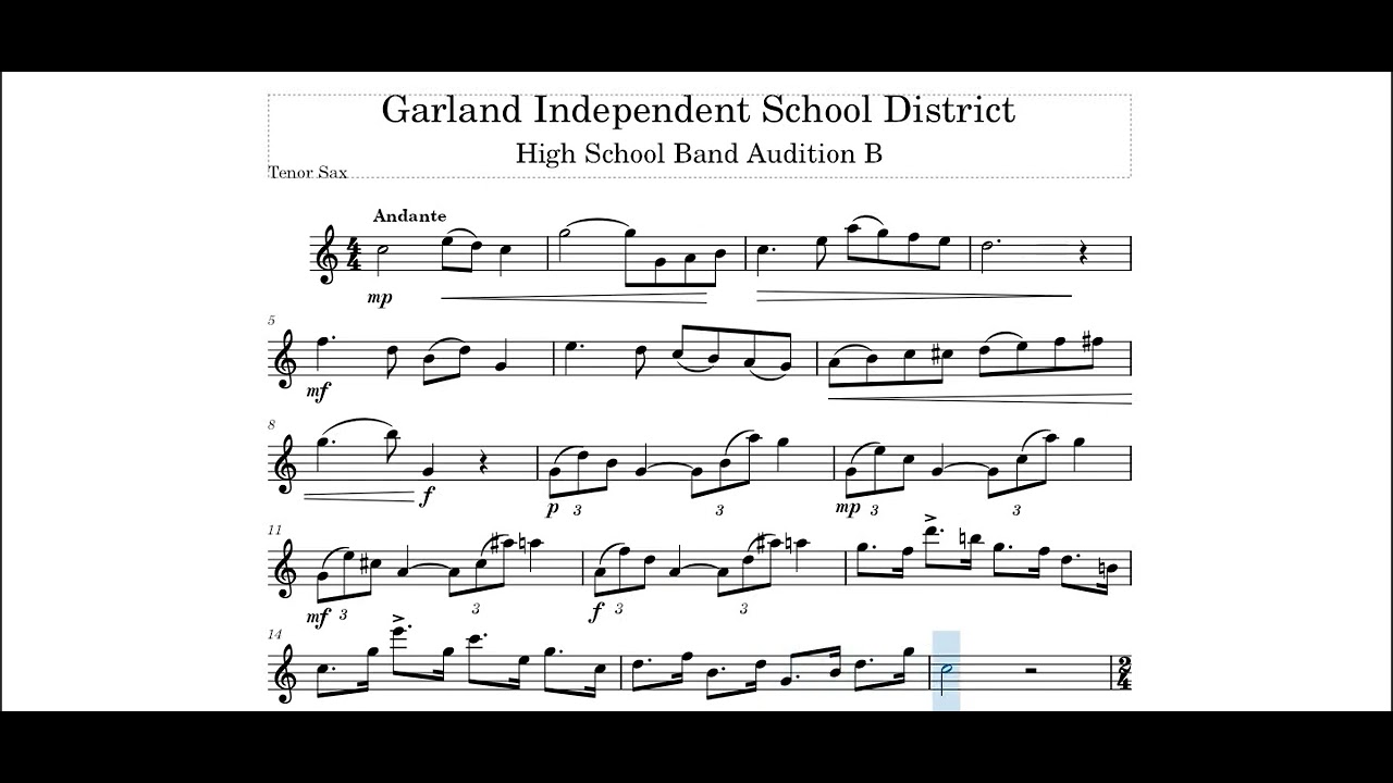 GISD HS Band Audition Music - Tenor Sax: 2023-24 - YouTube