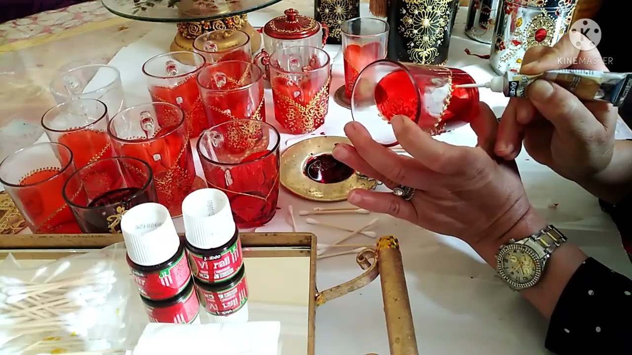 تعلم كيفية صباغة الكؤوس بصباغة الزجاج بطريقة احترافية وسهلة مع نصائح  مهمة لكي لا تزول الصباغة أبدا