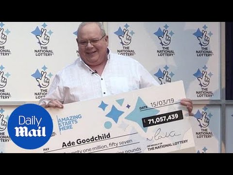 Ade Goodchild is unveiled as the £71 million EuroMillions winner