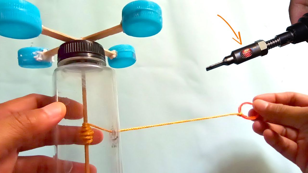 Turns a bottle into a fun hand fan toy How to make a hand fan without