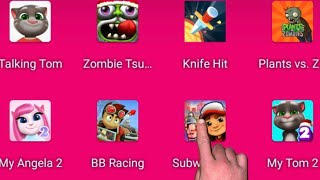 😂Talking tom, Zombie Tsunami,Knife Hit, Plants vs Zombie,My Angela2,BB Racing, Subway Surf, My tom2🤩 screenshot 2