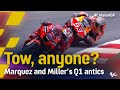 Tow, anyone? Marquez and Miller's Q1 antics | 2021 #CatalanGP