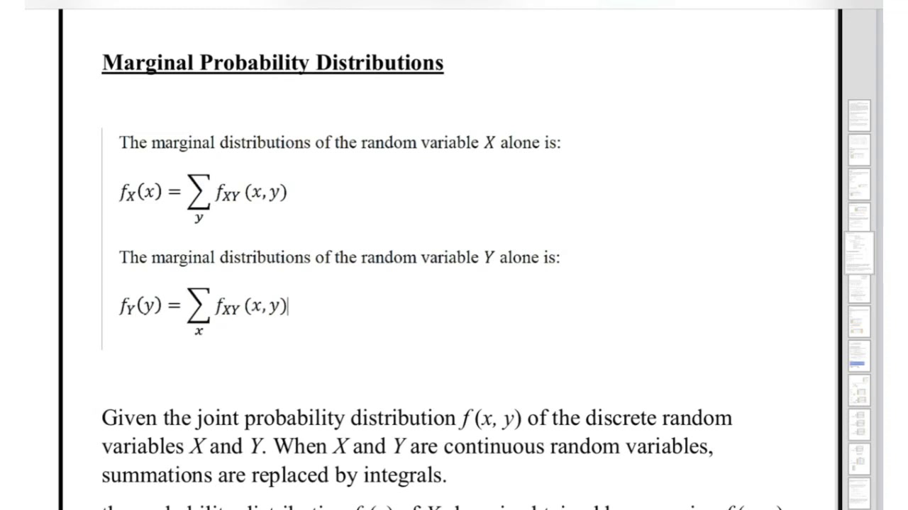 Marginal Probability Distributions YouTube
