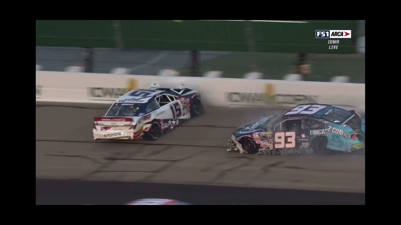 Kris Wright Cody Dennison Crash-ARCA Menards Atlas 150 Iowa