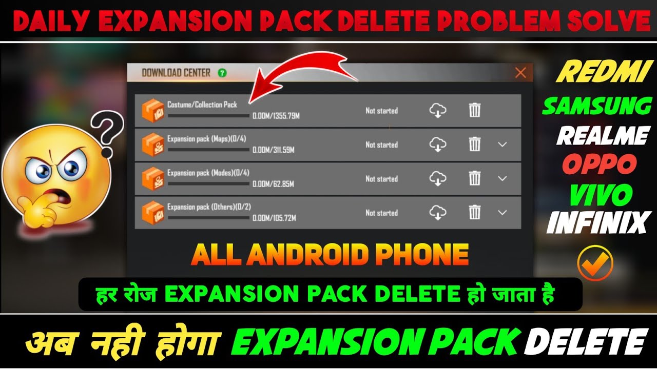free fire daily expansion pack delete problem solved। how to fix auto delete expansion pack