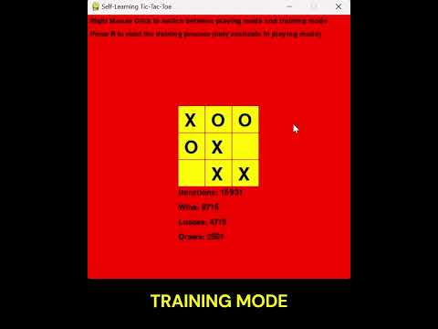 Self-Learning Tic-Tac-Toe in Python #games #game #tictactoe #ai #machinelearning #python #pygame
