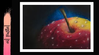 How to Draw Easy apple realistic drawing Oil Pastel Beginners Tutorial speed art