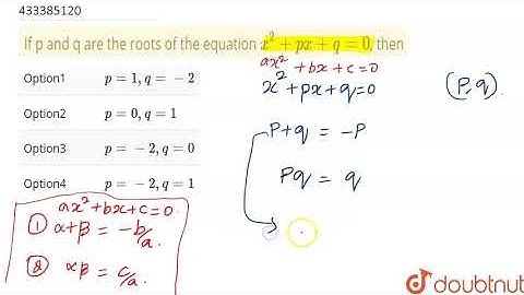 If p and q are the roots of the equation `x^(2)+px+q=0`, then | Class 12 Maths | Doubtnut