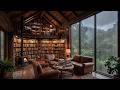 Cozy Indoor Rain Ambience Jazz Relaxing Music With Fireplace Sounds For Work Study Relax 