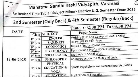 MGKVP 2nd & 4th Semester re revised Time Table released