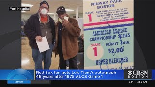 Red Sox Fan Gets Luis Tiant Autograph At Maine COVID Vaccine Clinic, 46 Years After Attending 1975 A