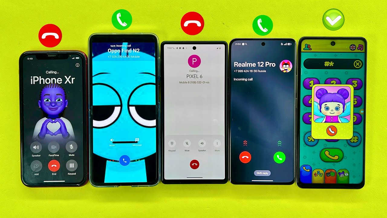 iPhone XR calling OPPO Find N2 | Google Pixel 6 calling Realme 12Pro/ Incoming Outgoing Calls 