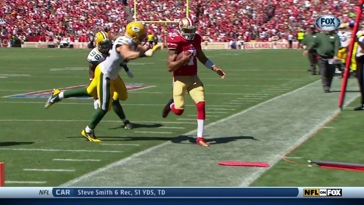 Joe Staley Sticks Up For Colin Kaepernick After Late Hit (2013 Packers vs. 49ers)