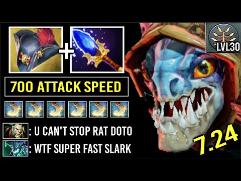 CRAZY FAST Pirate Hat + Scepter Max Attack Speed Pro Slark Level 30 Epic Top Rank Game 7.24 Dota 2