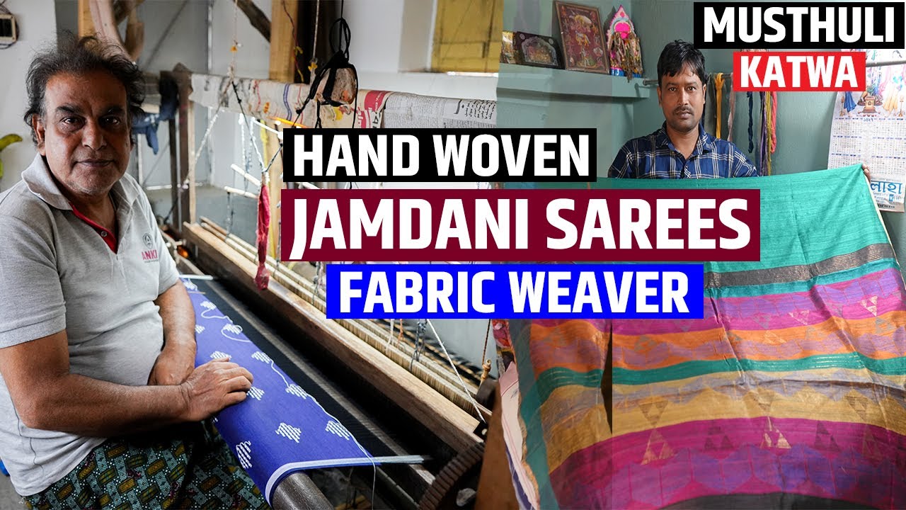 Pure Hand Woven Handloom Silk, Linen, Khadi, Cotton Saree Weaver in Musthuli, Purba Bardhaman
