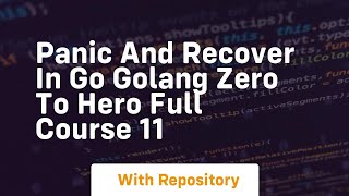 panic and recover in go golang zero to hero full course 11