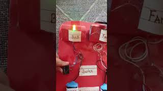 physics electric circuit project using motor, wire , fan , bulb ,switch , battery 🔋