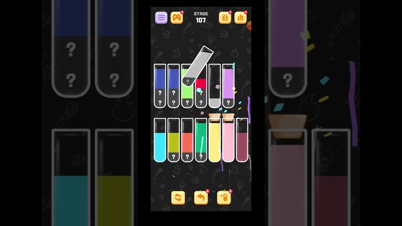 Solve water sort quest stage 107 