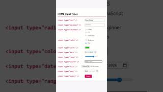 Learn All HTML Input Tags with Examples