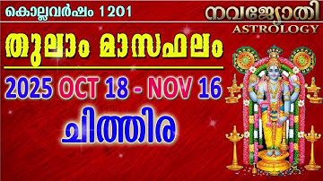 ചിത്തിര | തുലാം മാസഫലം | കൊല്ലവർഷം 1201 | 2025 Oct 18 - Nov 16 | Chithira | Thulam Masaphalam