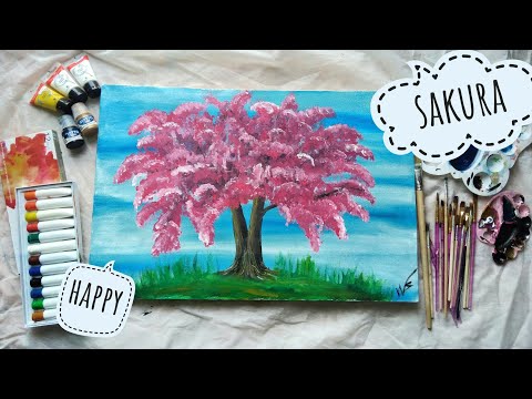 Terkeren 30 Gambar Lukisan Bunga Sakura Pada Kanvas 