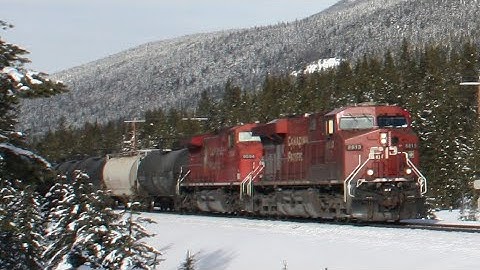 REROUTED CP 462 and VERY FAST!!! CP 8813, CP 9584 and CP 8138 Highball CP 462 past CastleMountain AB