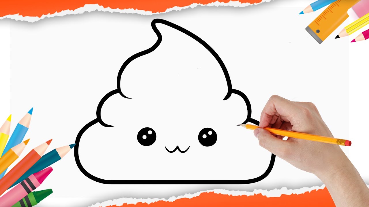 Como desenhar o Emoji do cocô kawaii (Passo a Passo) How to draw kawaii ...