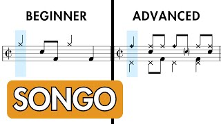 The SONGO drum beat - 7 versions for different skill levels 🥁