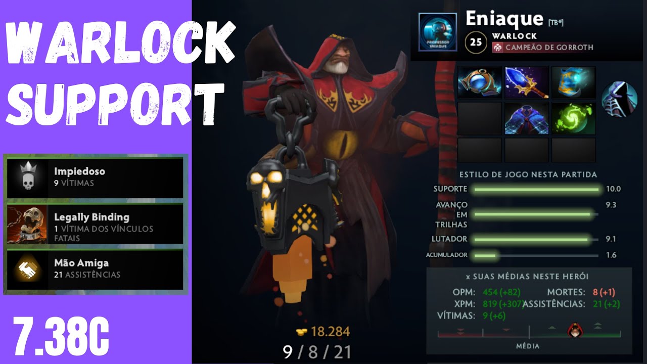 GUARDIAN WARLOCK Soft Support Gameplay Patch 7.38c - Dota 2 Support